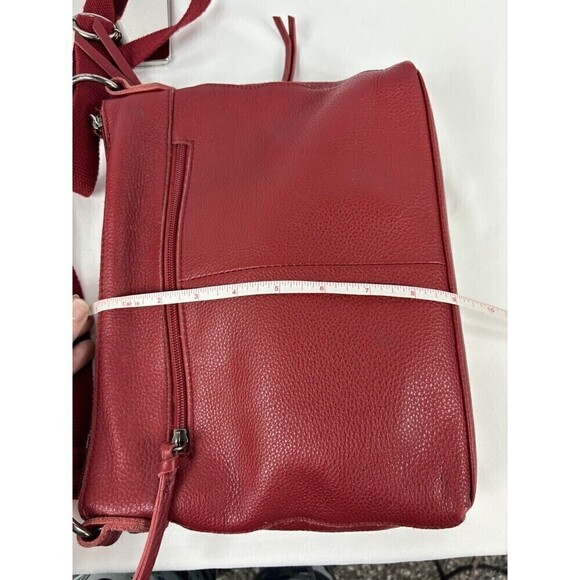 The Sak Crossbody Bag Purse Lipstick Red Leather Zipper Pockets Adjustable Strap - Picture 8 of 16